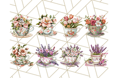 Vintage Floral Teacup Clipart PNG, Blooming Teacups Clip Art Product Image 5