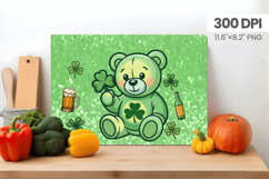 Cute Lucky Bear with Beer Cutting Board PNG Sublimation Desi Product Image 1