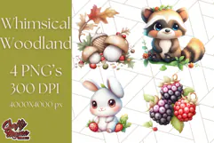Whimsical Woodland Animals and Nature PNG, Forest Animals Product Image 1
