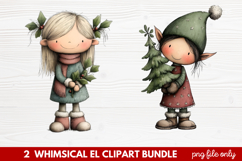 Whimsical Elf Clipart | Cute Christmas Elf PNG Illustration Product Image 1