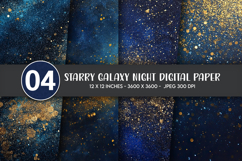 Starry Galaxy Night Digital Paper Product Image 1