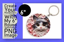 Round Cat Elegance in 3D: Vibrant Sublimation Magic Product Image 1