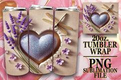 Vibrant Hearts 20oz tumbler wrap, 3D Heart Product Image 1