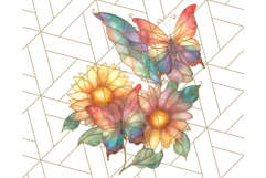 Stained Glass Butterfly and Sunflower PNG Clipart Product Image 5