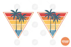 Vintage Ocean Sunset Background PNG Summer Palms Sublimation Product Image 2