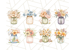 Flowers in Glass Jars PNG, Rustic Floral Watercolor Clipart Product Image 5