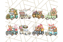 Vintage Christmas Truck Clipart PNG, Retro Holiday Vehicle Product Image 5