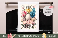 Easter Egg Towel Template, Spring Flowers Towel Design Product Image 1