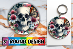 Whimsical Circle Keychain Sublimation PNG, Skull USA Product Image 1
