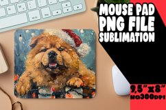 Winter Holiday Sublimation Peeking Dog Mouse Pad Design Product Image 1