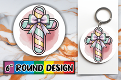 Timeless Circle Keychain Designs PNG, Cross and Bow Product Image 1