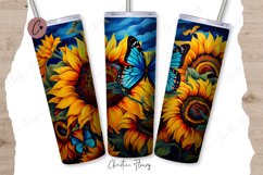 Colorful Sunflowers and Butterflies Tumbler Wrap Sublimation Product Image 1