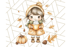 Pumpkin Spice Chibi Girls, Fall Accessories PNG, Cozy Autumn Product Image 5