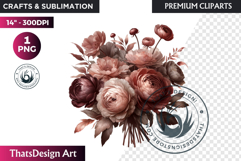 Dark flowers, wedding Florals PNG, Dark Romance Clipart Product Image 1
