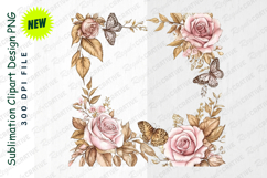 Rose Floral Frame With Butterflies Clipart Png Product Image 1