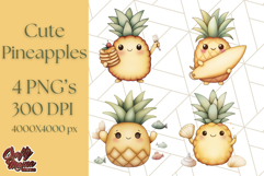 Cute Pineapple Character Clipart, Summer Tropical Fruit PNG Product Image 1
