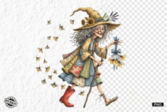 Whimsical Summer Witch Clipart Product Image 1