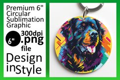 Whimsical Abstract Dog Round Design Keychain Art Product Image 1