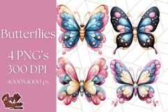 Jewel Toned Butterfly PNG Clipart, Vibrant Butterflies Product Image 1