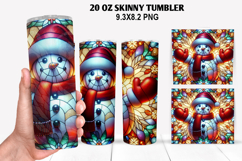 Snowman Skinny Tumbler 20oz Wrap Design, Christmas Tumbler Product Image 1