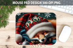 Christmas Cute Fox Mouse Pad Sublimation - Animal PNG Design Product Image 1