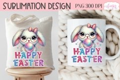 Happy Easter sublimation PNG, Cute Easter bunny bubble gum Product Image 5