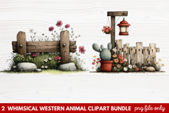 2 Whimsical Western Animal Clipart | Cute Cowboy Animals PNG Product Image 1