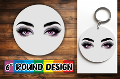 Cheerful Keychain Round Design PNG, Woman Eyes Product Image 1