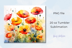 California Poppy Tumbler Wrap 20 oz Skinny Sublimation PNG Product Image 2