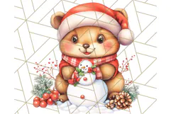 Vintage Christmas Clipart PNG, Cute Animals Holiday Elements Product Image 5