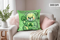 Cute Lucky Bear with Beer Pillow PNG Sublimation Design Product Image 1