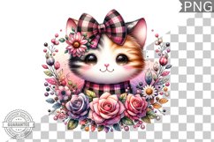 Cat With Flowers Sublimation - Clipart PNG Design Product Image 1