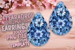 Bright Floral Teardrop Earring Sublimation PNG Product Image 1