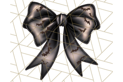 Muted Halloween Bow Clipart, Fall Ribbon PNG Autumn Hair Bow Product Image 5