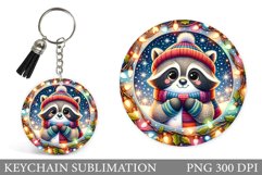 Christmas Raccoon Keychain. Christmas Keychain Design Product Image 1