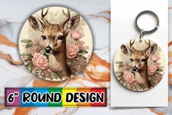 Retro Holiday PNG for Keychain Round Design Watercolor Product Image 1