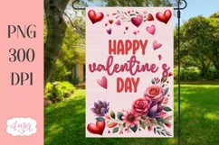 Happy Valentines day garden flag sublimation PNG Product Image 1