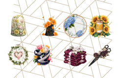 Floral Sewing Clipart PNG Vintage Sewing Elements Needlework Product Image 5