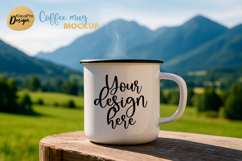 Camping Coffee Mug Mockup Enamel Cup Mountain Field Product Image 1