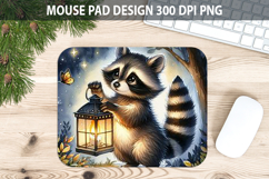 Watercolor Raccoon Mouse pad Sublimation - Animal PNG Design Product Image 1