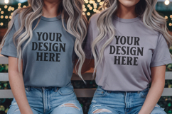 Christmas Bella Canvas 3001 Red and Kelly Green Shirt Mockup Product Image 1