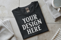 Black Gildan 5000 Flat Lay Tshirt Mockup, G5000 mockup Product Image 1