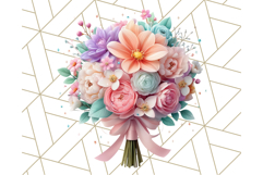 Pastel Flower Bouquet PNG Clipart, Elegant Floral Art Product Image 5