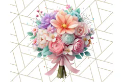 Pastel Flower Bouquet PNG Clipart, Elegant Floral Art Product Image 5