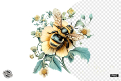 Summer Bees &amp; Sunflowers PNG - Summer Clipart Product Image 1