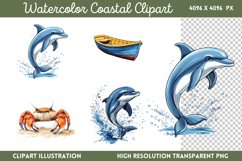 Watercolor Coastal Clipart PNG Product Image 1