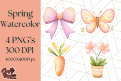 Pastel Watercolor Spring Clipart, Cheerful Floral Png Design Product Image 1