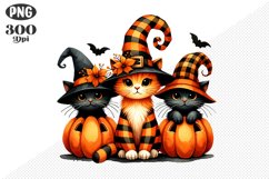 Halloween Cat And Pumpkin Sublimation - Clipart PNG Design Product Image 1