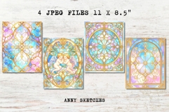 4 Rococo Stained Glass Window Page Cherub &amp; Gold Frame Product Image 2