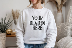 White Gildan 18000 Sweatshirt Model Mockups Product Image 1